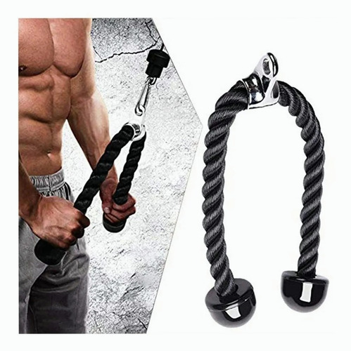 Imagen 1 de 10 de Cuerda Soga Para Triceps, Biceps Polea Mancuernas Fitness