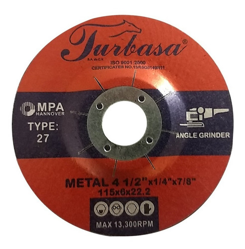 Disco De Desbaste Para Metal 4 1/2 Turbasa