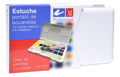 Acuarelas Profesionales Atl Set 18 Pastillas Estuche Pincel