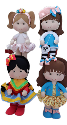 Kit Com 4 Bonecas Em Feltro Festa Das Bonecas
