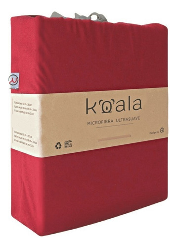 Juego De Sábanas Koala Ultrasuave -individual- Color Color Rojo Diseño De La Tela Microfibra Ultrasuave