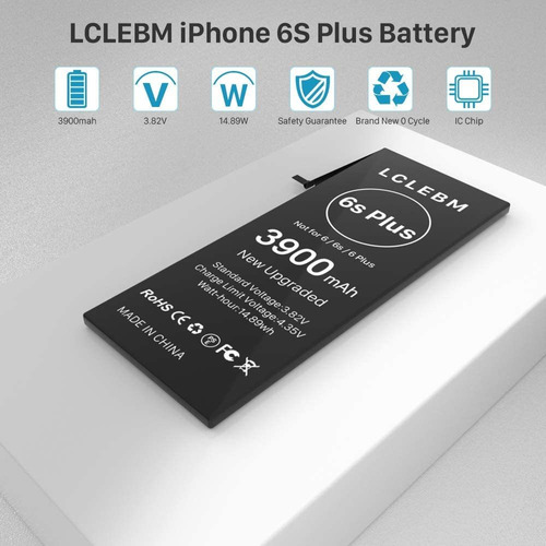 Batería De 3900 Mah Actualizada Para iPhone 6s Plus, Lclebm