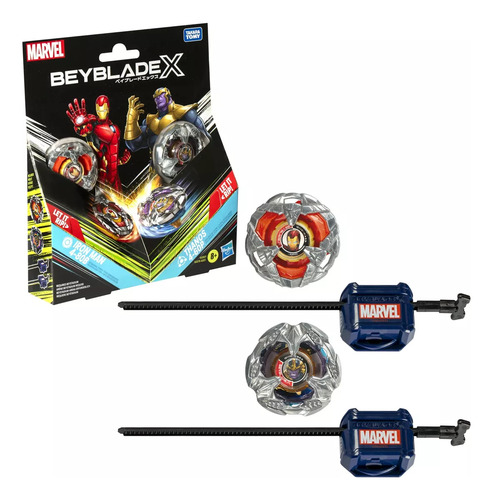 Beyblade Marvel Pack De 2 Iron Man 4-80b Vs Thanos 4-60p
