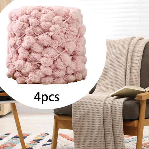 Hilo Grueso De Pompón, 4 Bolas, Cómodo Para Tejer A Rosa