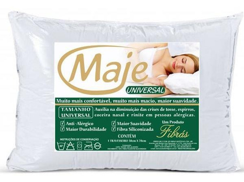 Imagem 2 de 4 de Travesseiro Univesal Maje Fibras 50x70cm Suporte Firme