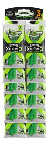 Schick  Xtreme3 Piel Sensible 12 Uni Maquina De Afeitar