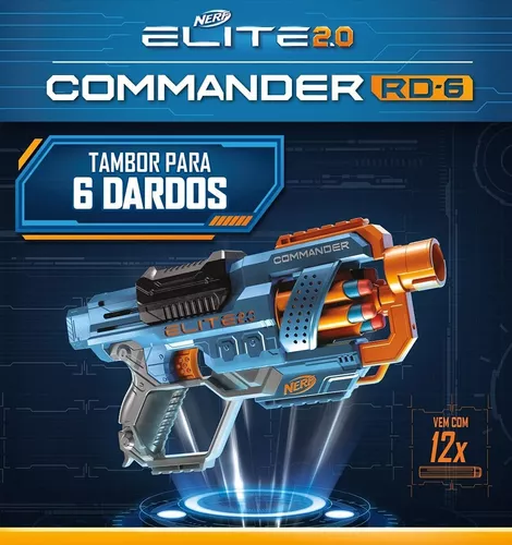 Nerf Elite 2.0 Commander Com Tambor Giratório Para 6 Dardos