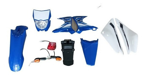Kit Plasticos Xtz125-2020 Azul/blanco Para Moto 