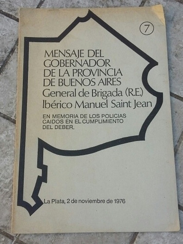 Mensaje Del Gobernador  Saint Jean. Dictadura. Noviembre 76