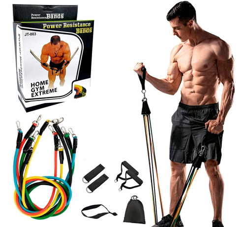 Kit Elástico P/ Exercício Treino Musculação Academia Em Casa