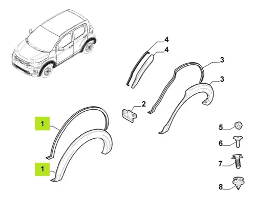 comprar Fender Guardabarro Delt Der  Fiat Mobi Trekking 2021-22