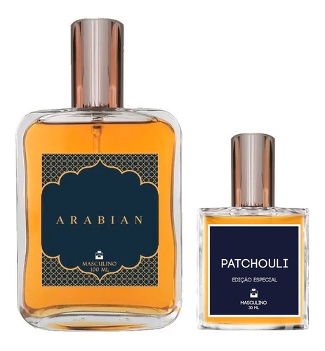 Perfume Essência do Brasil Masculino Arabian 100ml + Patchouli 30ml
