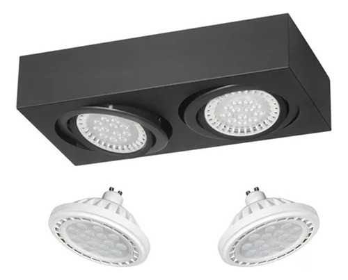 Spot Plafón Box Eco 2 Luces Móvil Ar111 Led Dimerizable