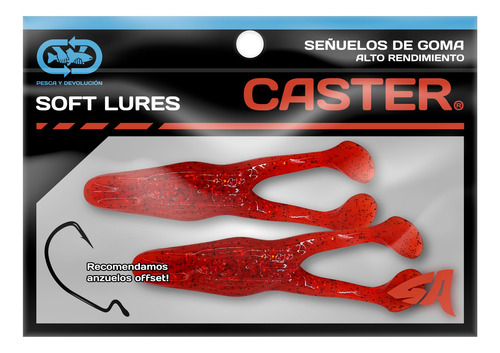 Imagen 2 de 3 de Señuelos Goma Caster Antienganche Rana Soft Frog Rojo 2u