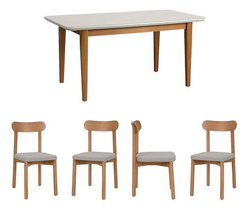 Kit Mesa De Jantar Tangará 160cm E 4 Cadeiras Pitanga Wt