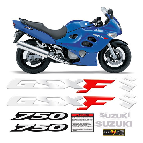 Kit Adesivos Moto Suzuki Gsxf 750 Completo 2000/2009 Cor Ver
