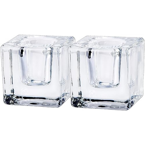 Portavelas De Vidrio Transparente 2pcs/set