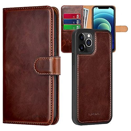 Puloka Unisex iPhone 12/12 Pro Leather Flip Funda De Wallet