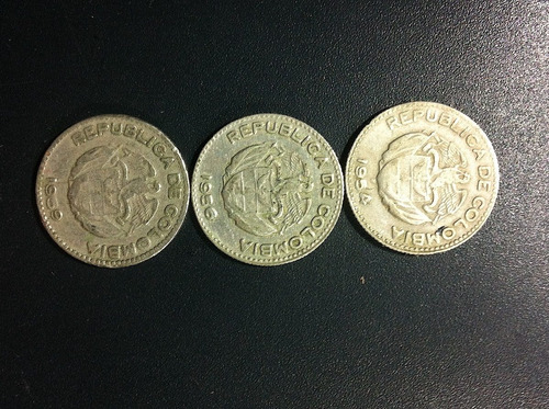 3 Monedas De Colombia Calarcá 10¢ Centavos  1954- 1956-1959