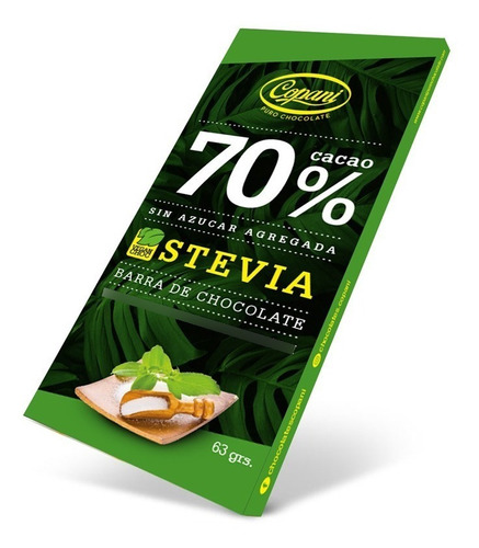 Copani Tableta 70% De Cacao + Stevia Vegano 63g