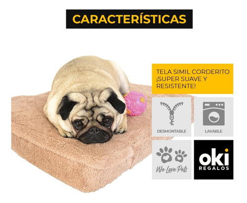 Imagen 5 de 7 de Cucha Perro Cama Para Perros Corderito 50x80 Espuma Beige