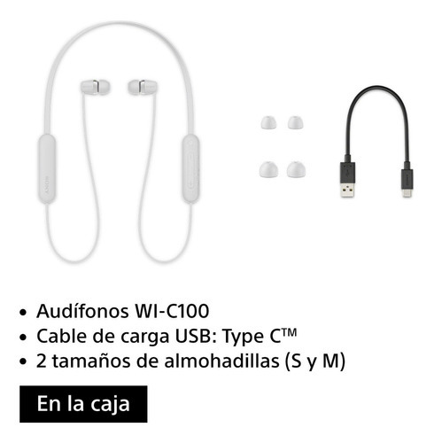 Auriculares Bluetooth Inalámbricos In Ear Sony Wi-c100 White Color Blanco