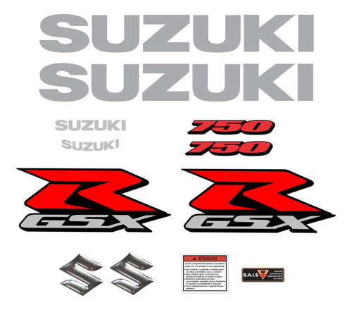 Kit Jogo Emblema Adesivo Suzuki Gsxr 750 Cr20