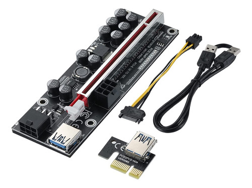 Tarjeta Vertical Pci-e 1x A 16x, 10 Condensadores, Para Bitc