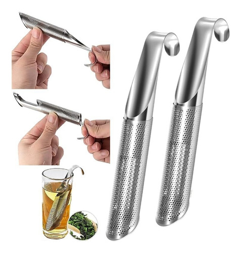 * 2 Difusor Artefact De Té Acero Inoxidable Con Mango Gancho