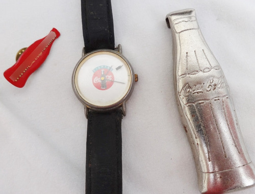 Lote Coca Cola Antiguo Reloj Pin Destapador Botella Original