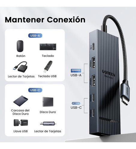 Ugreen Revodok Hub Usb C 6 En 1 10gbps Usb C 3.2 Y Usb-a 3.2