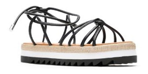 Sandália Schutz Flatform Tratorada De Amarrar Couro