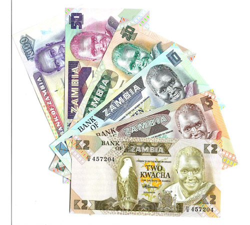 Zambia - Serie 6 Billetes 2-5-10-20-50-100 Kwacha - Unc.