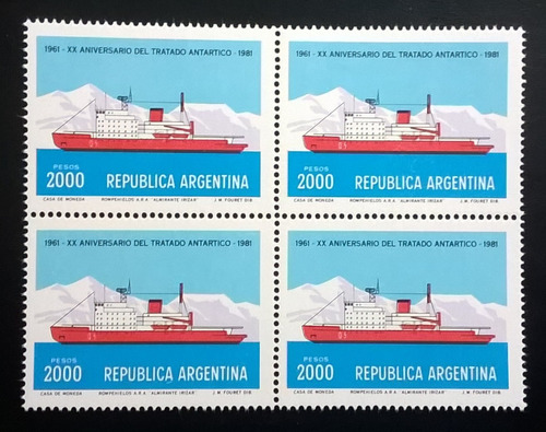 Argentina Barcos Cuadro Gj1979 Trat Antártico 81 Mint L11116