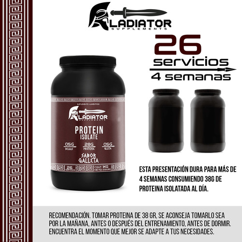 Gladiator Proteína Isolate 1kg Varios Sabores Galleta