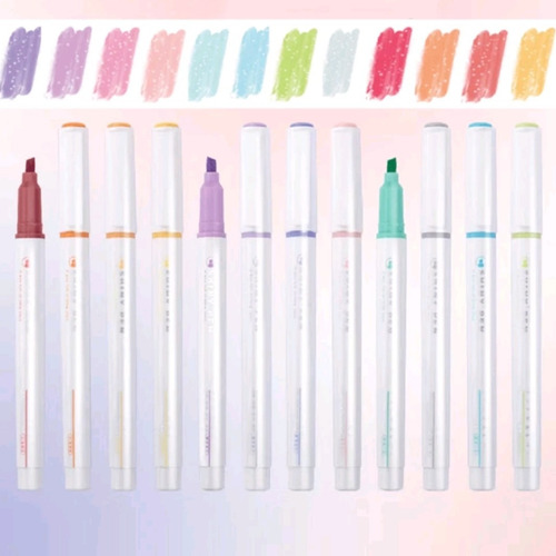 Destacadores Glitters 12 Und Brillitos Pasteles Para Estudio