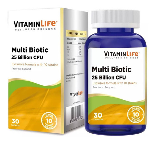 Probiotico Multi Biotic /30 Cáps/10 Cepas/25 Billones Ufc 