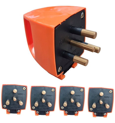 Ficha Macho Industrial 3x 16a + Tierra Naranja 380v Pack X5