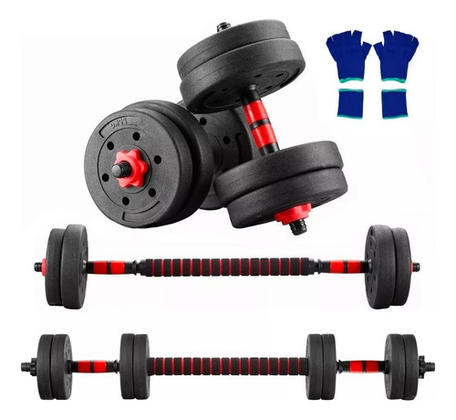 Mancuernas Pesas Y Barra Recta Ejercicio Kit Ajustables 15kg