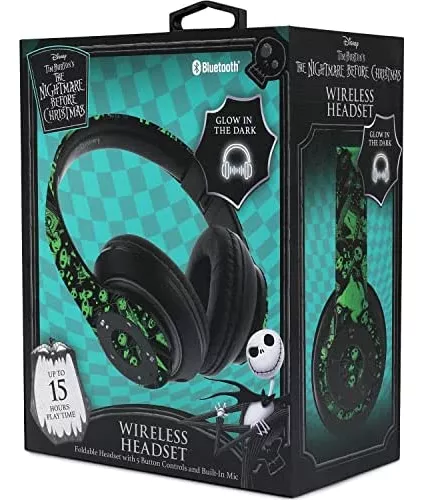 Disney Nightmare Before Christmas - Auriculares Bluetooth sobre la oreja,  auriculares inalámbricos y con cable plegables con micrófono incorporado 