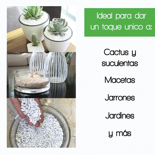 Piedra Decorativa - Ideal Para Macetas, White Snow 04-m-25 Color Blanco Granulometría máxima 8 cm Granulometría mínima 6 cm