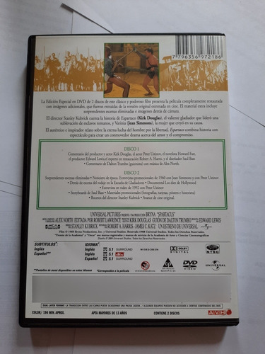 Espartano / Kirk Douglas / 2 Dvd / Edición Especial