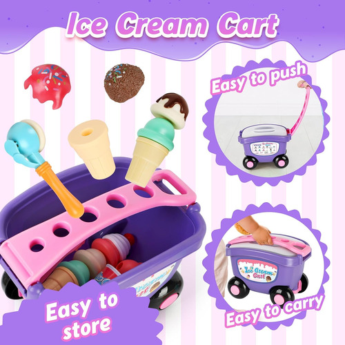 Juguete De Carrito De Helado, Juego De Heladería Para Niños,