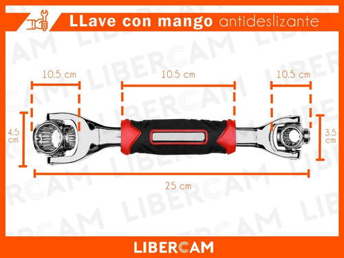 Imagen 4 de 10 de Llave 48 En 1 Giratoria 360º 8 A 19mm Multifuncion Universal