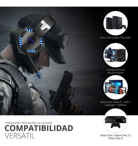 Imagen 7 de 7 de Auriculares Gamer Con Luz Led Super-bass Gaon Innovación
