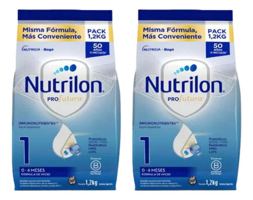 Nutrilon 1 Profutura De 0 A 6 Meses Bolsa X 1,2 Kg X 2 Unid.