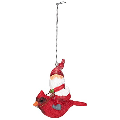 Adorno Navideño Gnomo Pájaro Cardenal 3 Pulgadas