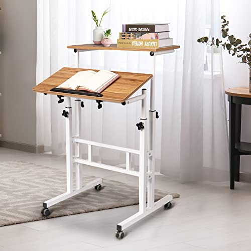 Mobile Stand Up Desk, Small Adjustable Standing Desk Wi...