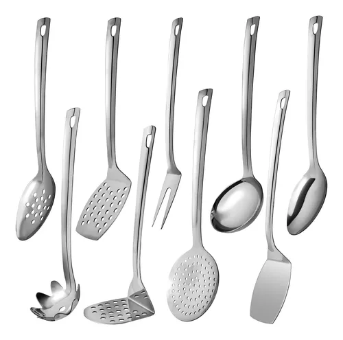 Juego De 9 Utensilios De Cocina De Acero Inoxidable De Alta