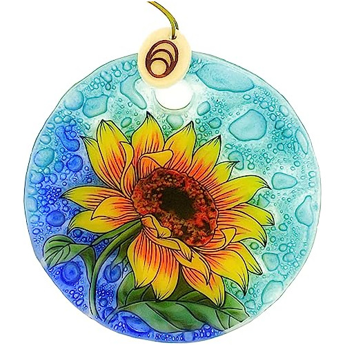 Ornamento De Girasol, Vidrio Fusionado, 2.5 Pulgadas Pl...